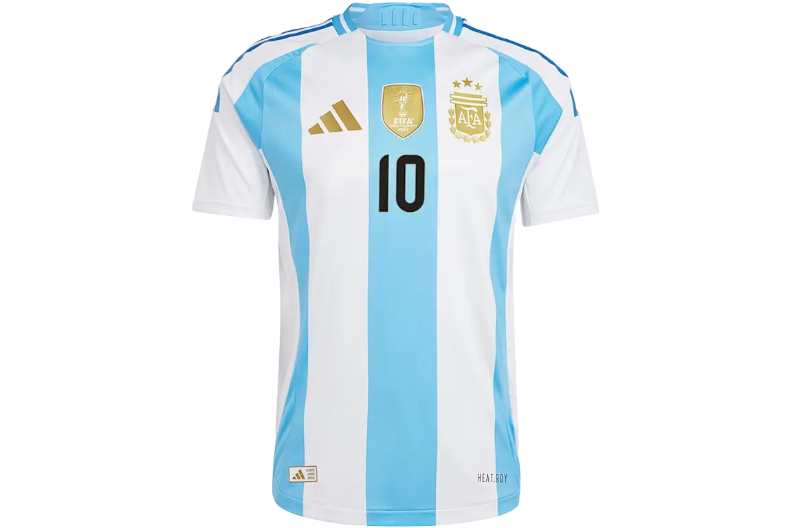 adidas Argentina 2024 Home Authentic Messi Jersey White/Blue Bur
